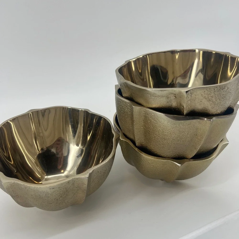 Anthropologie‎ Cava Cereal Bowl Gold Metallic Bowls Set of 4 Online Exclusive